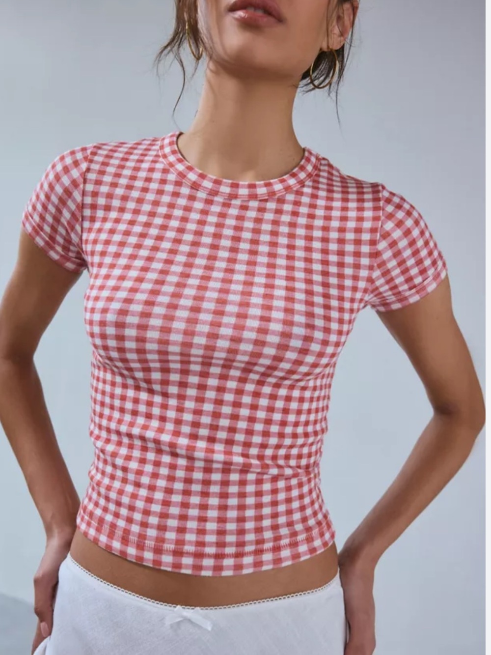 BDG Red & White Gingham Tee